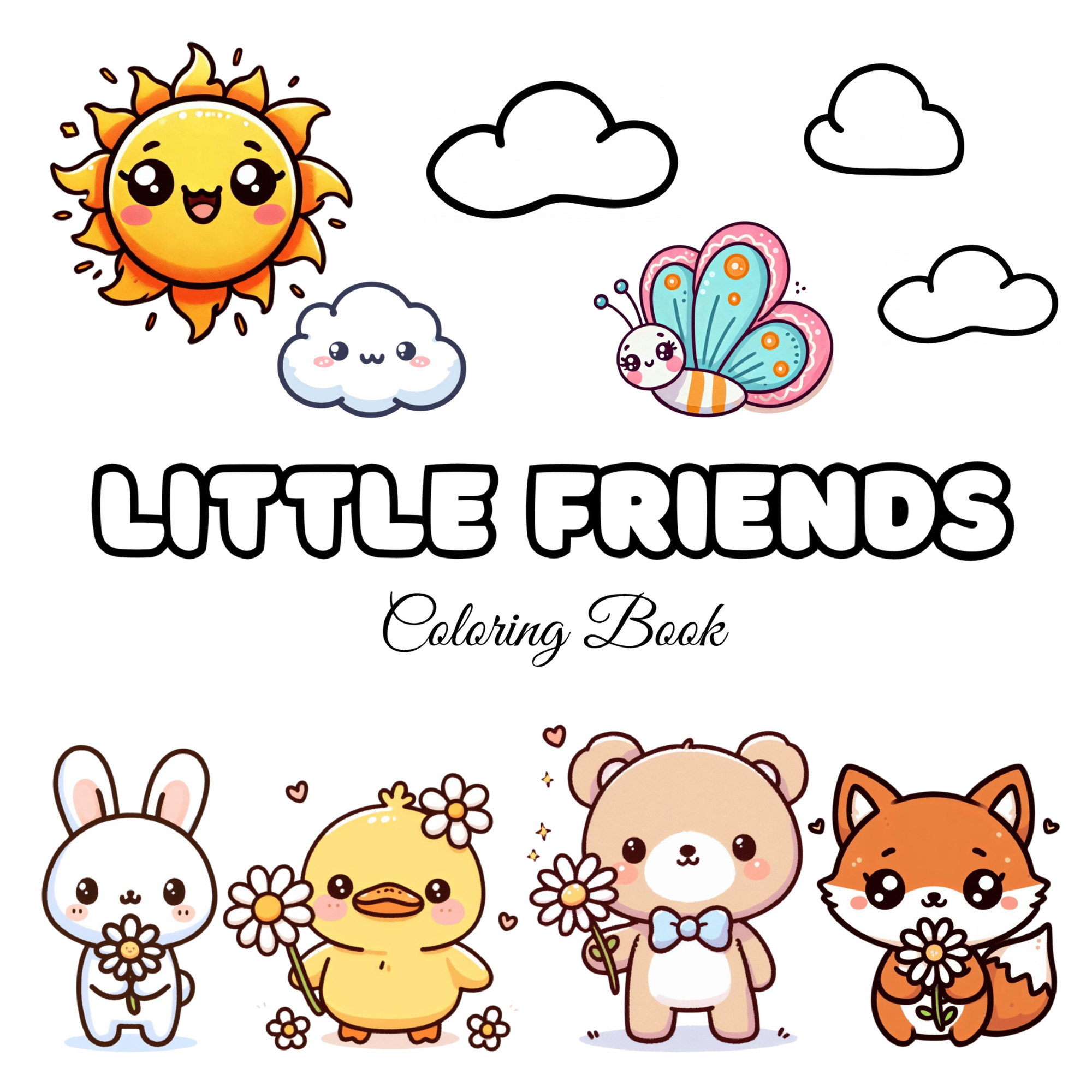 little friends cute adventures coloring book for tweens and kids and adults